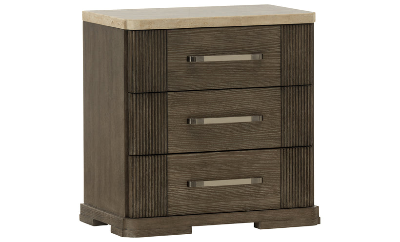 Sariel 3-Drawer Stone Top Nightstand